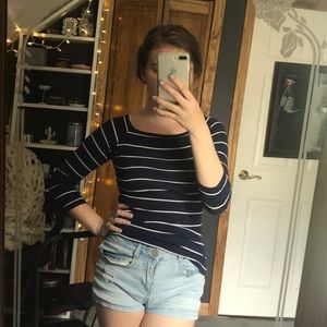 Navy and White Striped Top, Wear it Two Ways